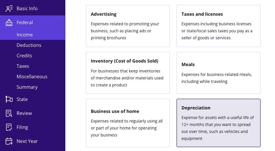 A screenshot of where to report depreciation from Form 1099-S in TaxAct