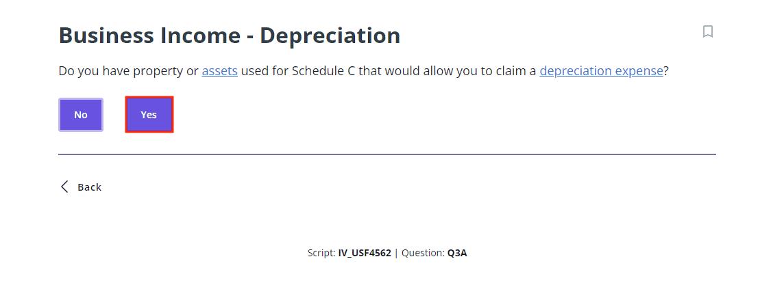 A screenshot of how to start depreciation reporting in TaxAct