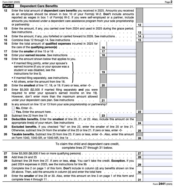 IRS Form 2441 page 2